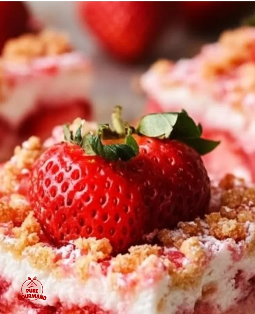 Delicious strawberry shortcake bars with fresh strawberries and whipped cream