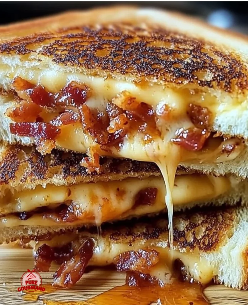 Maple Sriracha Bacon Grilled Cheese melted with Gouda for a comforting meal