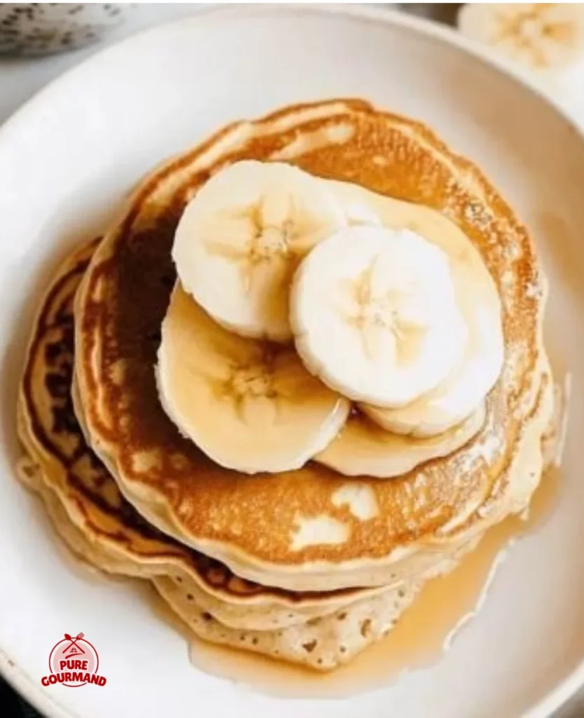 Three-ingredient banana pancakes on a plate, ready to enjoy for breakfast.