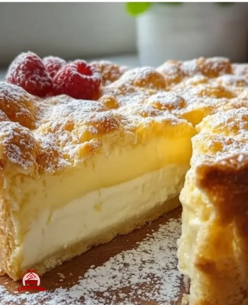 Vanilla Cream Gateau Tart topped with light cloud meringue