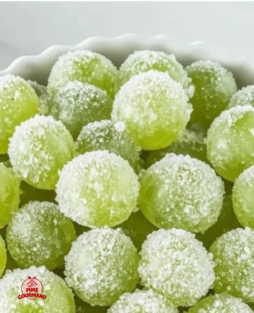 Healthy sour candied grapes recipe resembling Sour Patch Kids