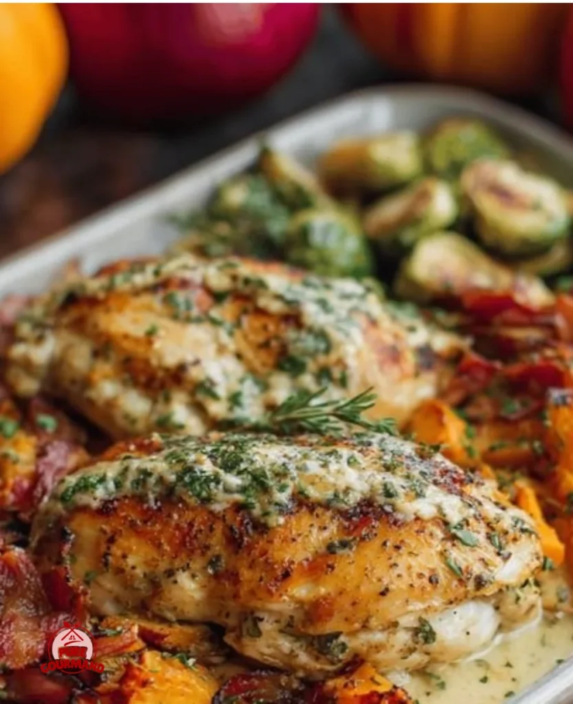 Delicious autumn chicken dinner featuring seasonal ingredients and flavors.