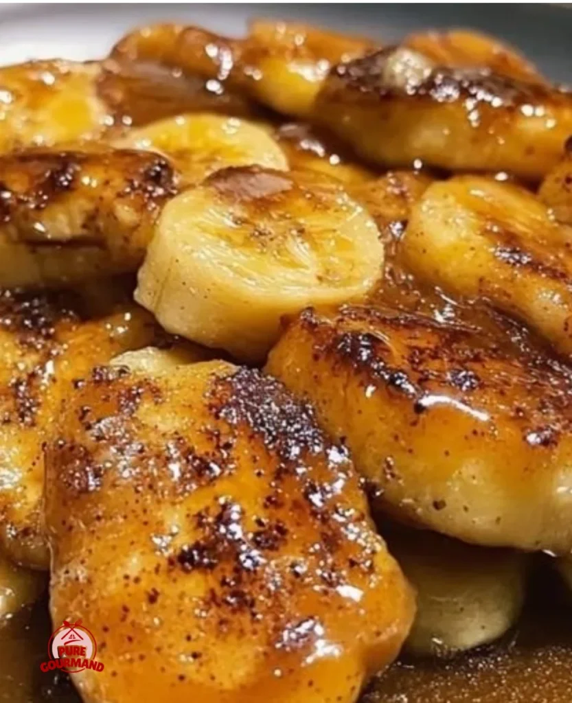 Delicious Bananas Foster dessert with caramelized bananas and rum sauce