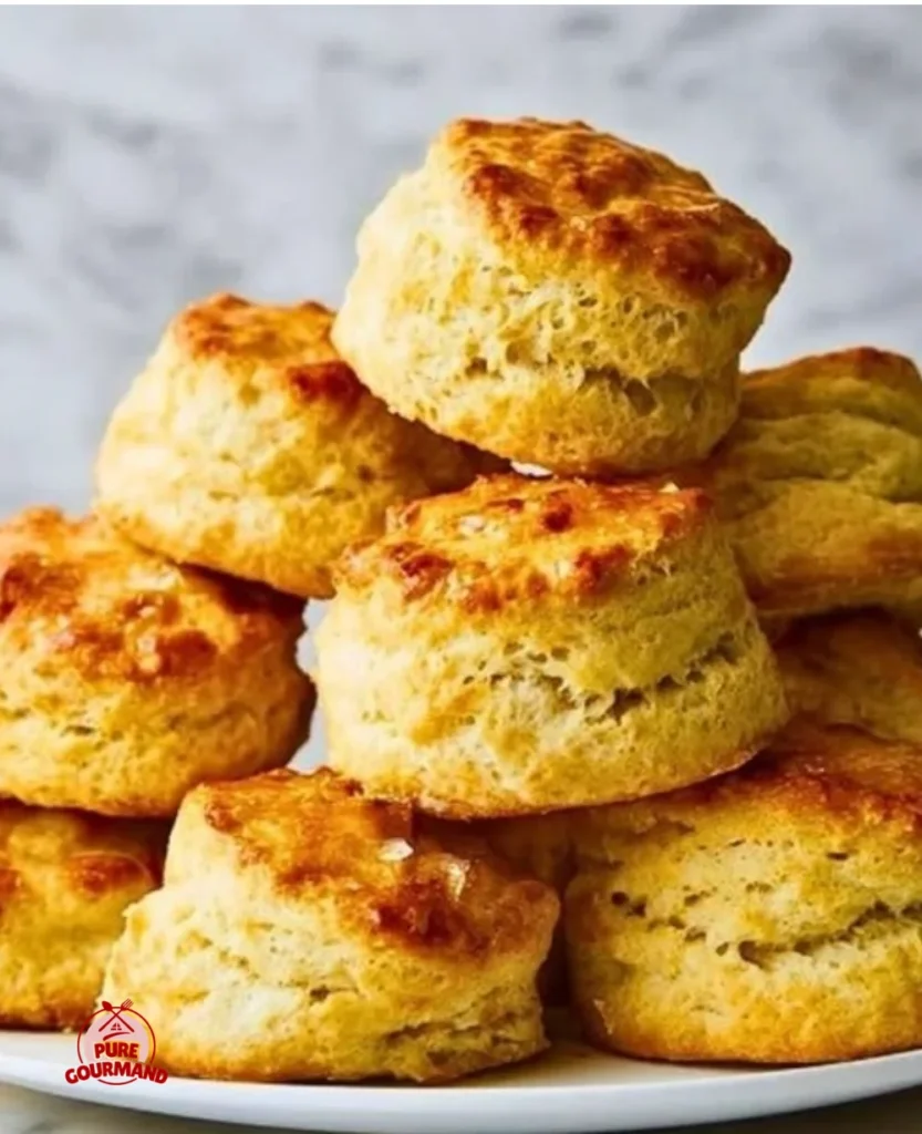 Best ever sourdough biscuits, tender and tangy, served on a plate