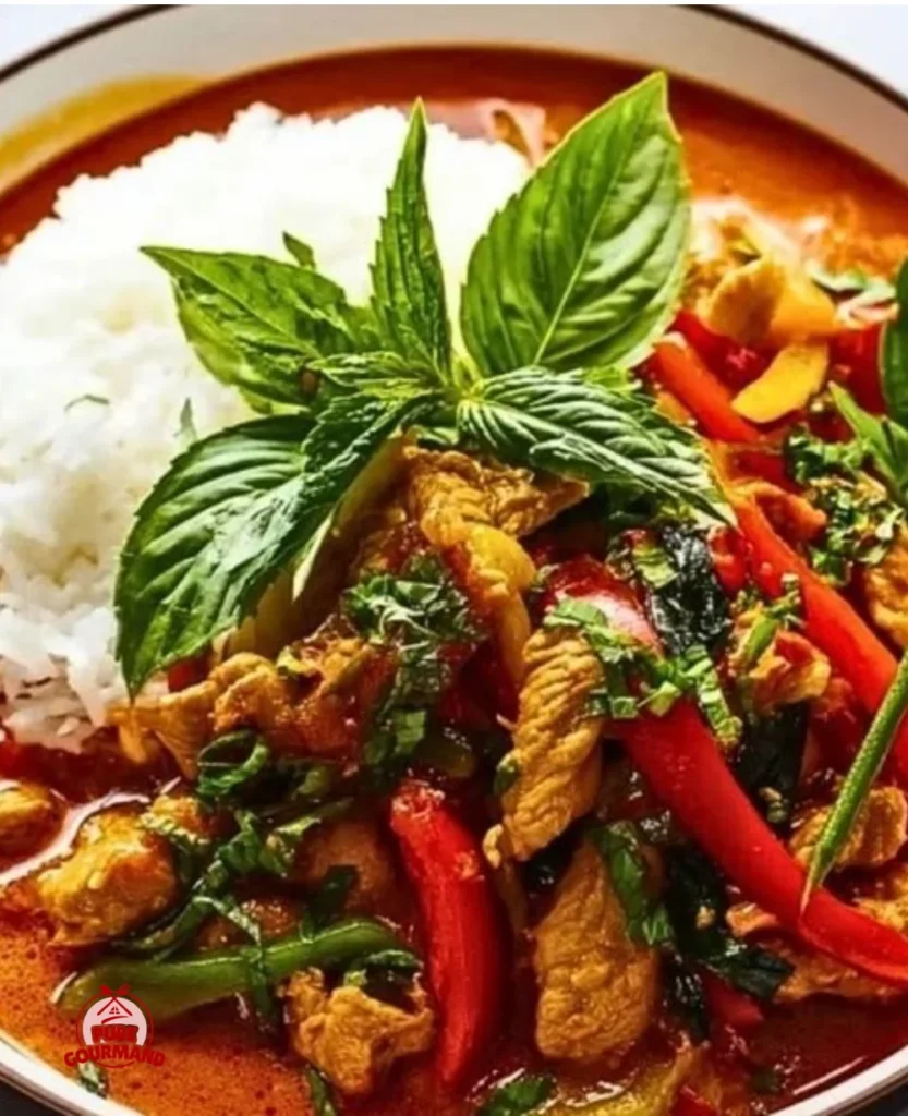 Delicious Thai Panang Curry served in a bowl with fresh ingredients