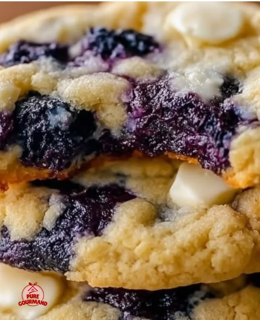 Delicious blueberry cheesecake cookies with a creamy topping and fresh blueberries