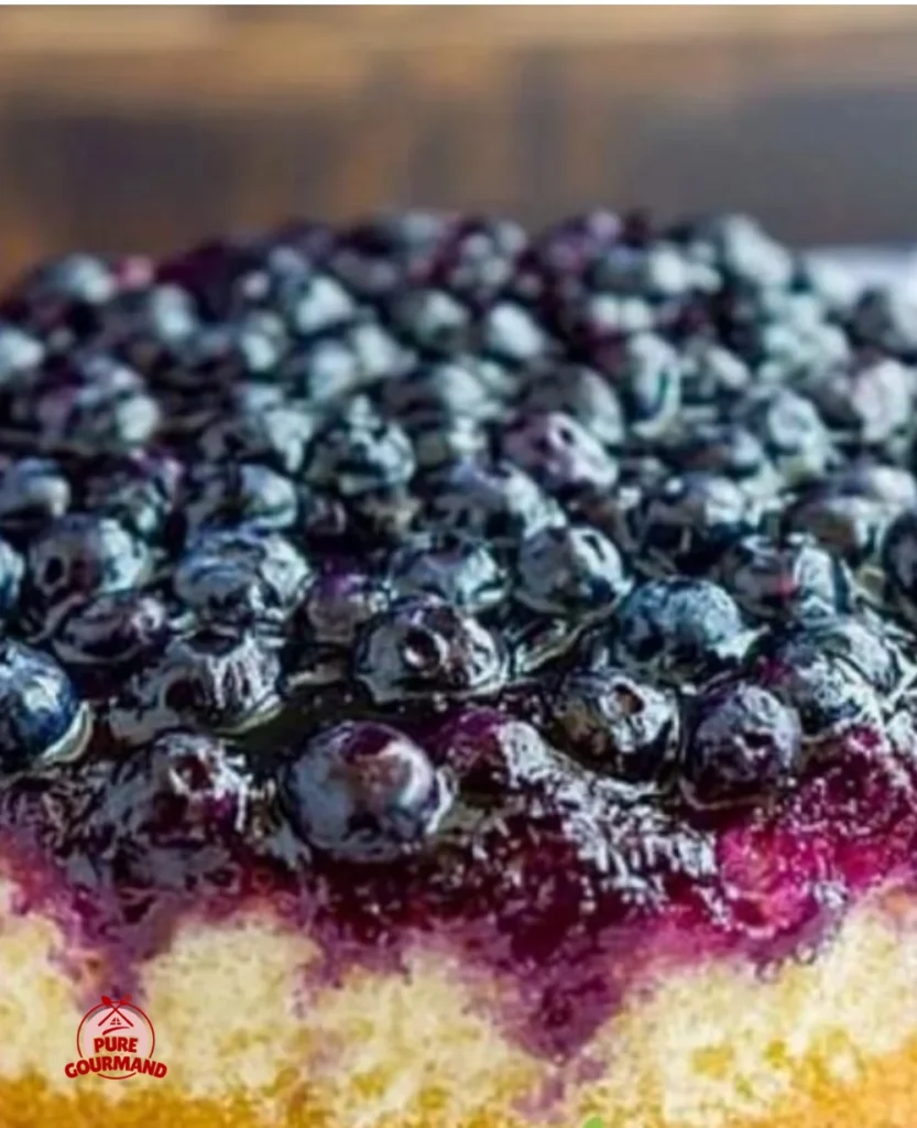 Delicious blueberry upside down cake baked and ready to serve