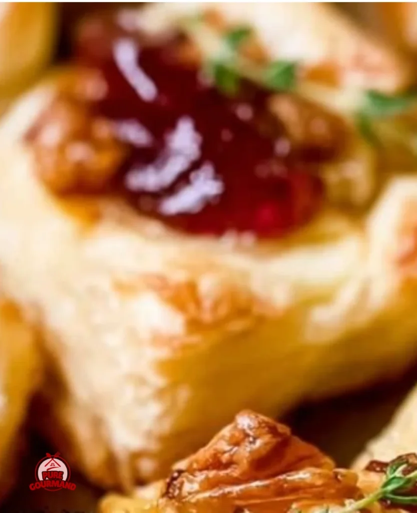 Delicious brie bites on puff pastry, perfect for a crowd-pleasing appetizer.