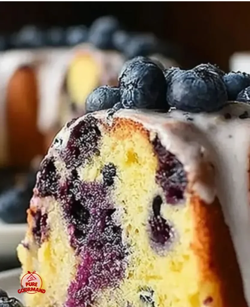 Bright Lemon Blueberry Bundt Cake with fresh blueberries and lemon zest