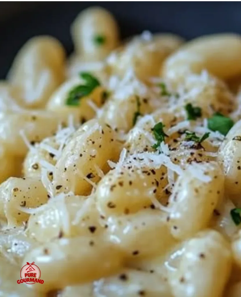Bowl of Cacio e Pepe Butter Beans with cheese and pepper