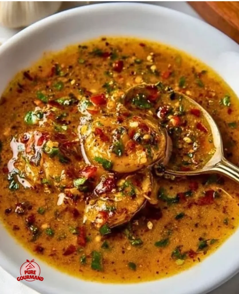 Cajun Garlic Butter Sauce drizzled over shrimp and vegetables