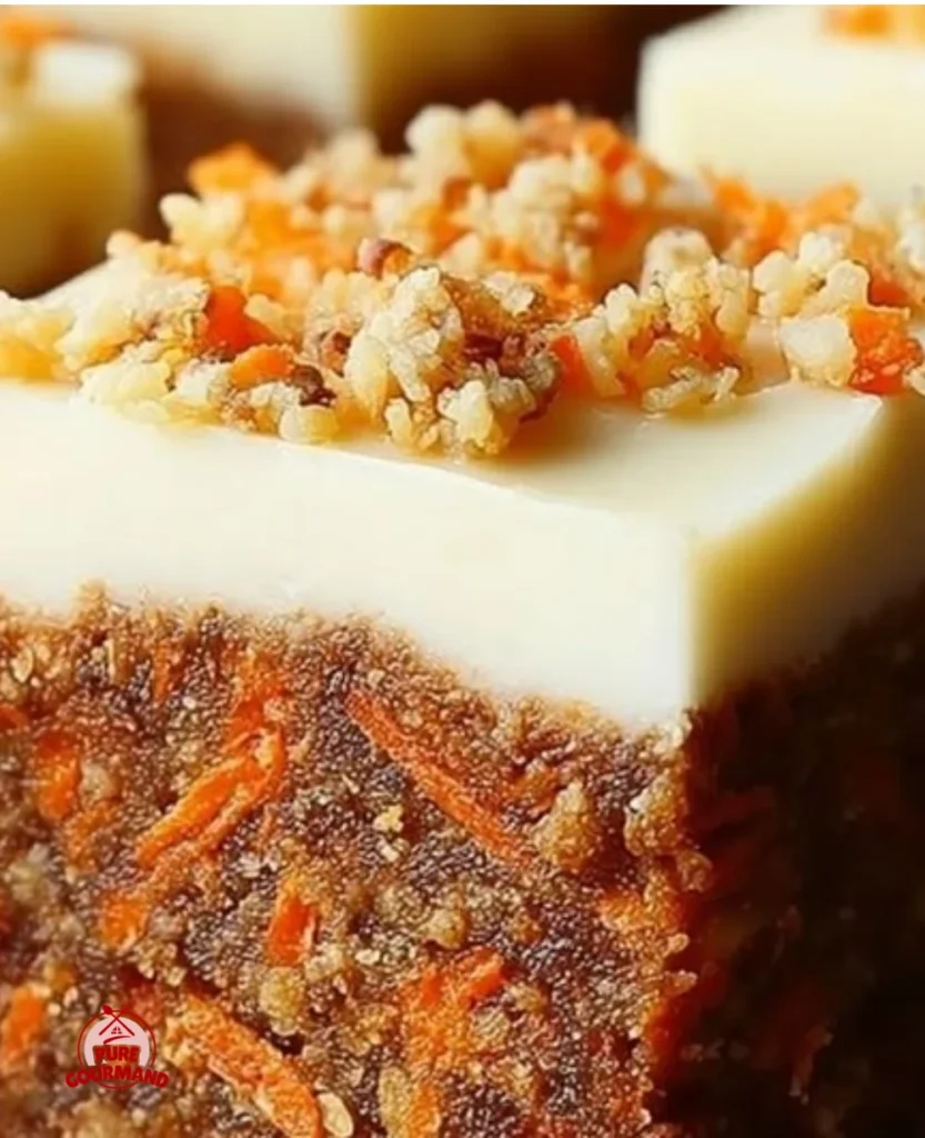 Delicious homemade carrot cake bars topped with cream cheese frosting