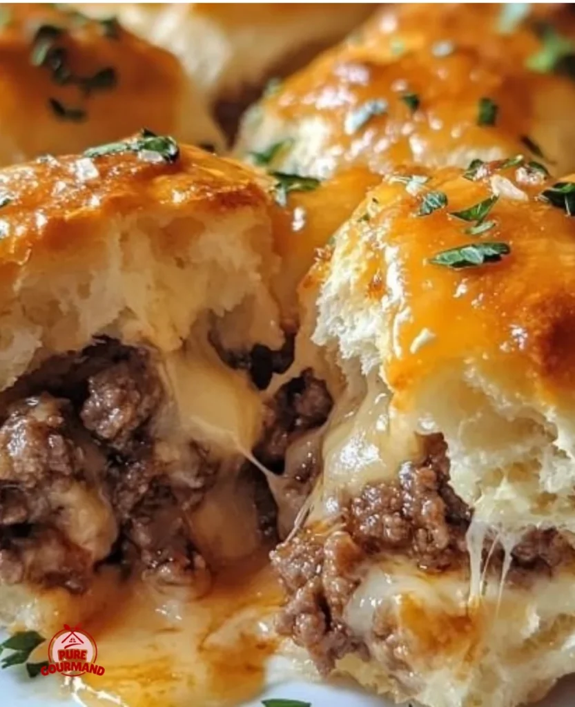 Crispy beef biscuit bombs filled with savory beef and melted cheese