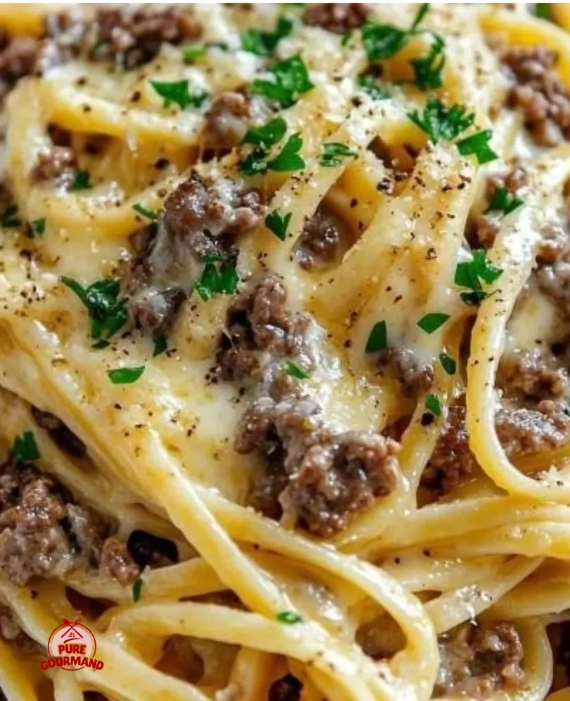 Cheesy Garlic Butter Linguine with Ground Beef, a comforting weeknight dinner dish