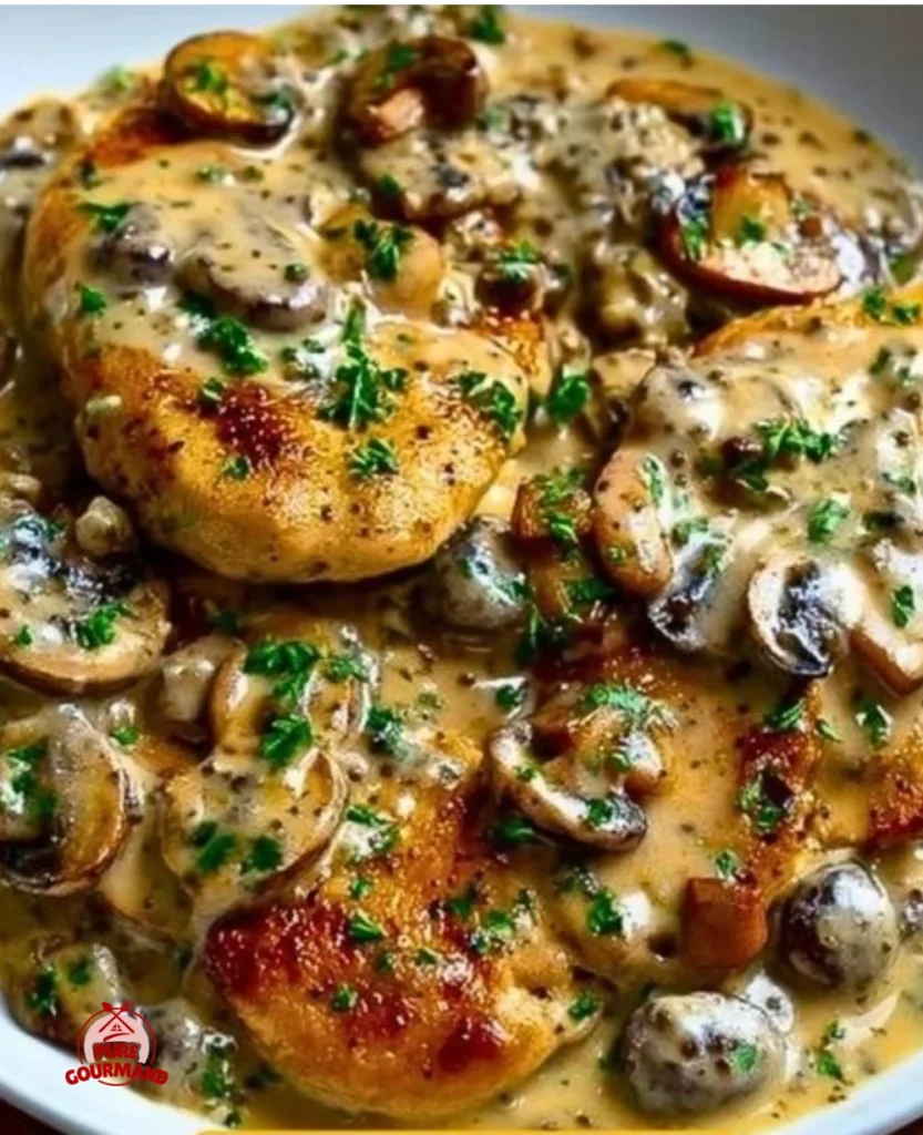 Chicken and Mushroom Skillet recipe served in a frying pan