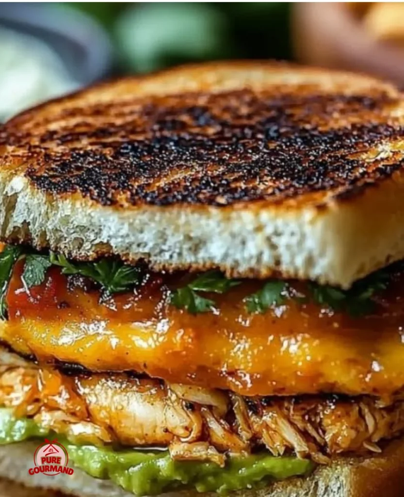 Chicken Avocado Melt Sandwich with creamy avocado and crispy toasted cheese