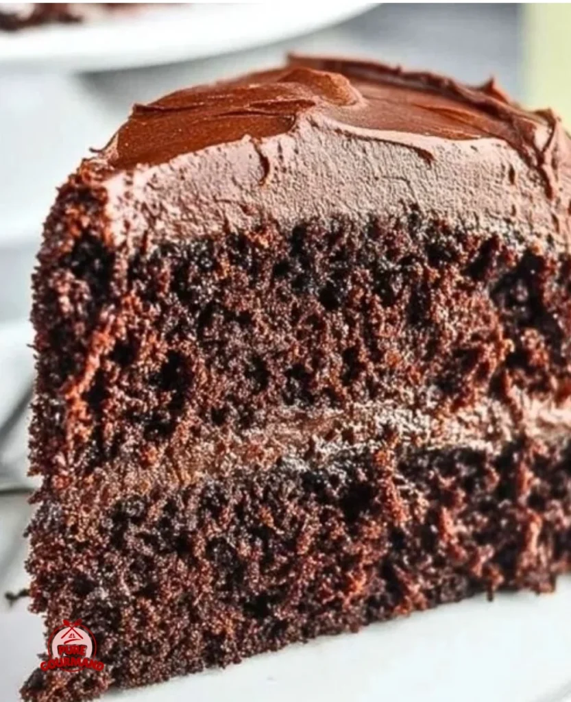 Delicious chocolate cake made with mayonnaise for added moisture and flavor