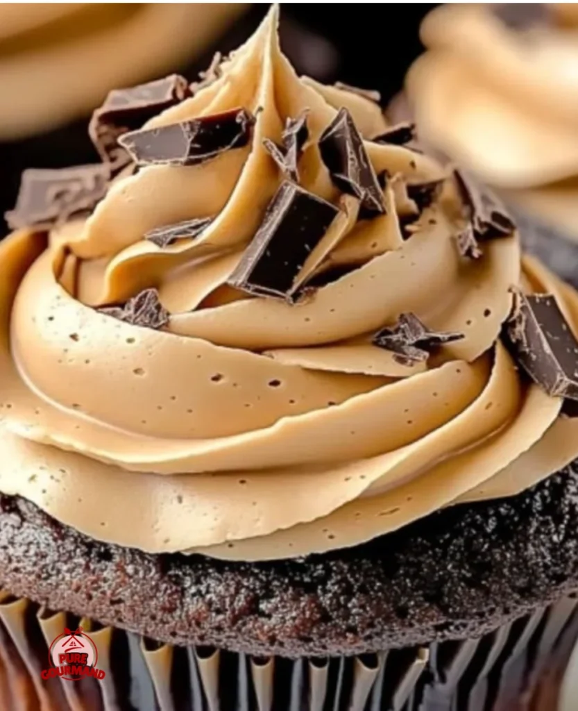 Rich chocolate espresso cupcakes topped with creamy frosting