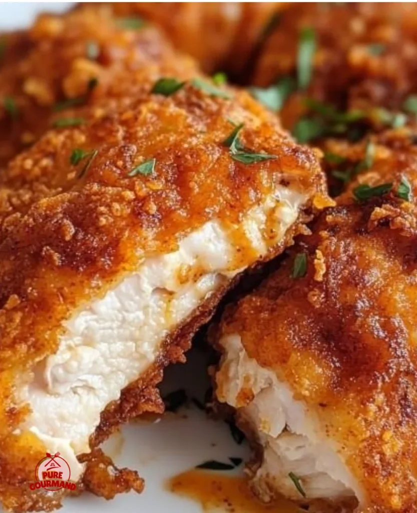 Crispy spicy buttermilk fried chicken with golden crust and a side of dipping sauce