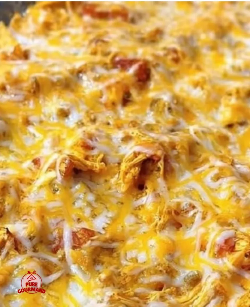Cheesy Doritos Chicken Casserole served in a baking dish
