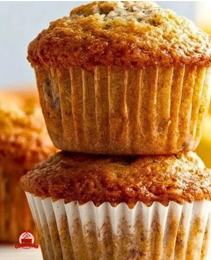 Freshly baked easy banana muffins on a cooling rack