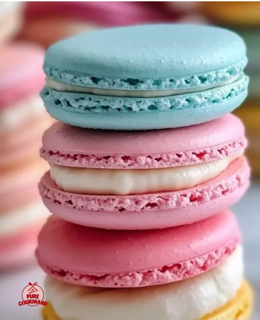 Easy macaron recipe with colorful French macarons ready to serve