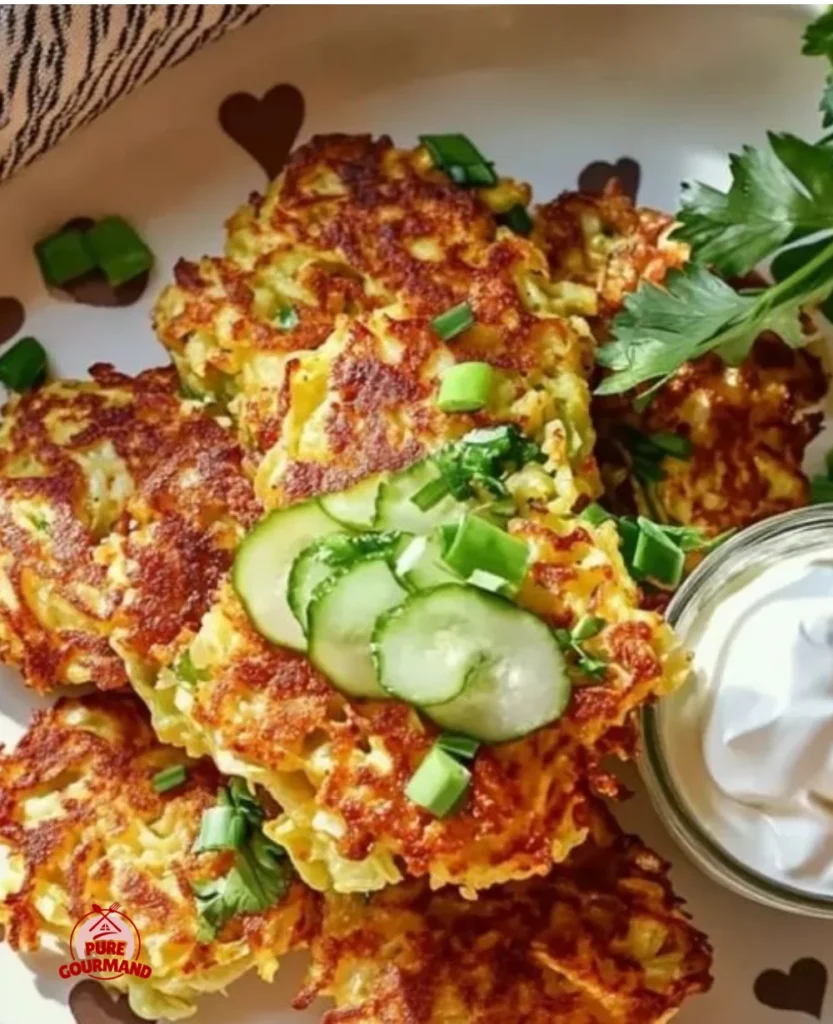 Delicious easy pan-fried cabbage fritters served on a plate