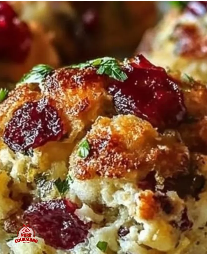 Festive cranberry turkey stuffing balls for Thanksgiving dinner