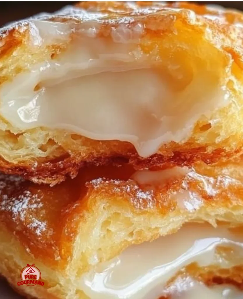 Freshly baked French crullers with a glaze on a plate
