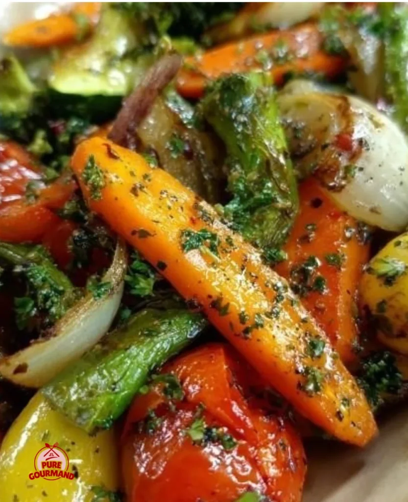 Delicious garlic butter sautéed garden vegetables on a plate