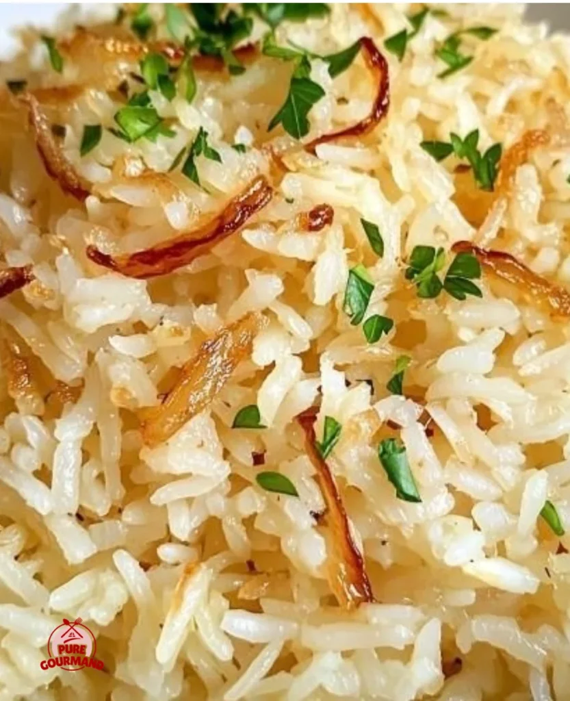 Delicious Golden Onion Butter Jasmine Rice served in a bowl