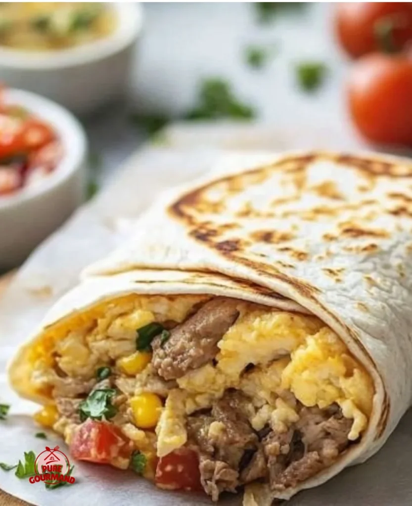 High protein breakfast burritos ready for freezing and easy morning meals.