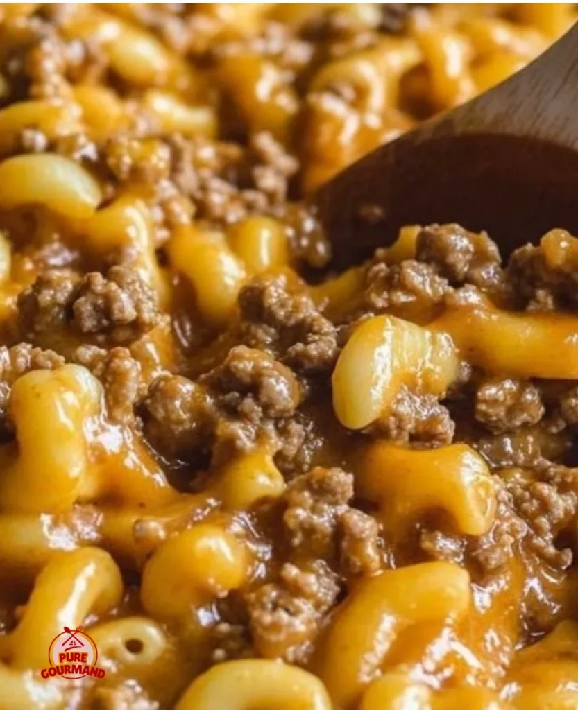 A delicious homemade Hamburger Helper served in a bowl with fresh ingredients.