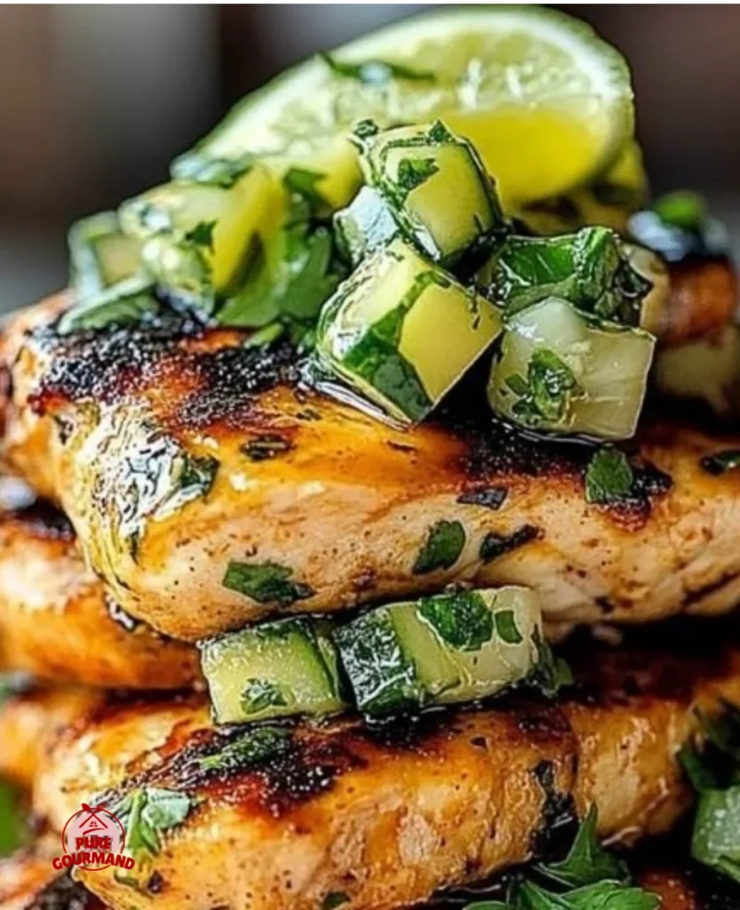 Delicious Honey Lime Chicken garnished with fresh herbs.