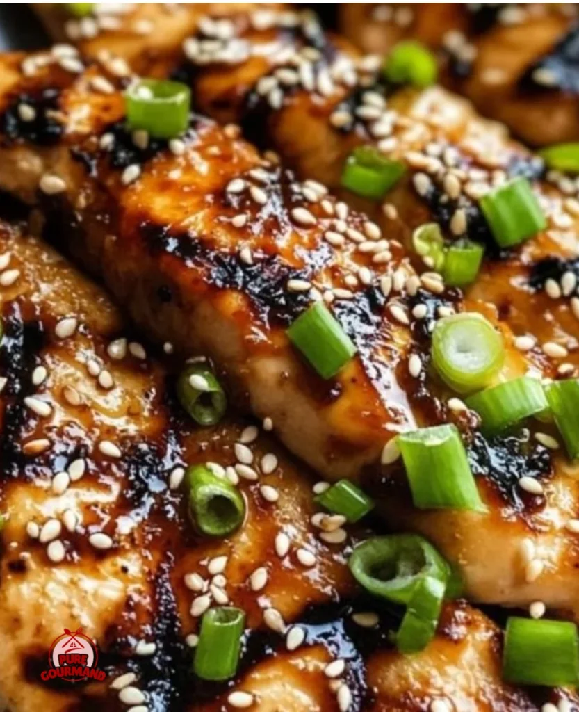 Juicy ginger-soy glazed chicken breasts served with vegetables