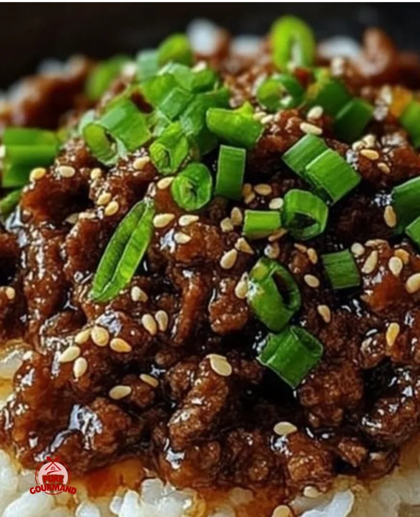 Delicious Korean Ground Beef Bowl served with rice and vegetables