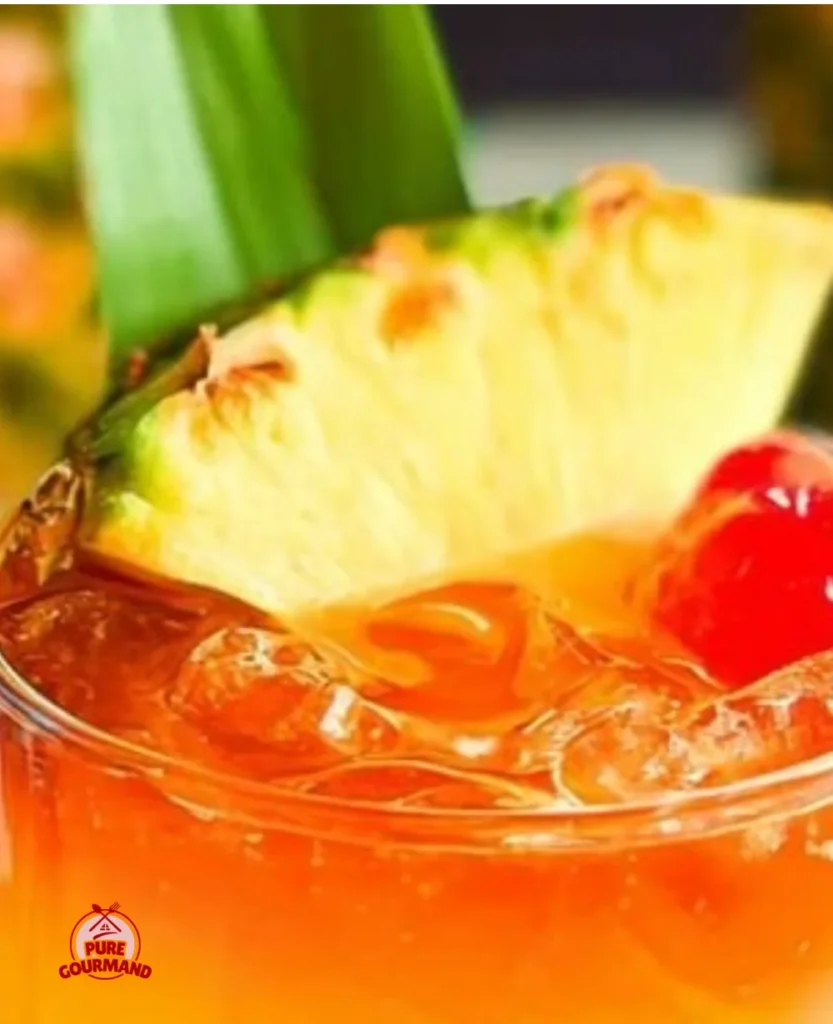Mai Tai Cocktail garnished with fresh mint and fruit in a tiki glass