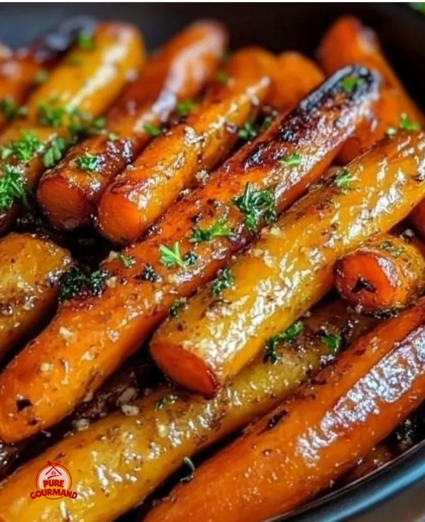 Maple Dijon Roasted Carrots dish garnished for a flavorful meal