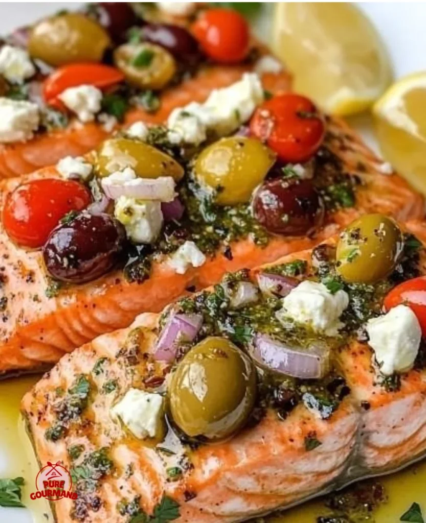 A colorful Mediterranean salad with fresh vegetables and herbs.