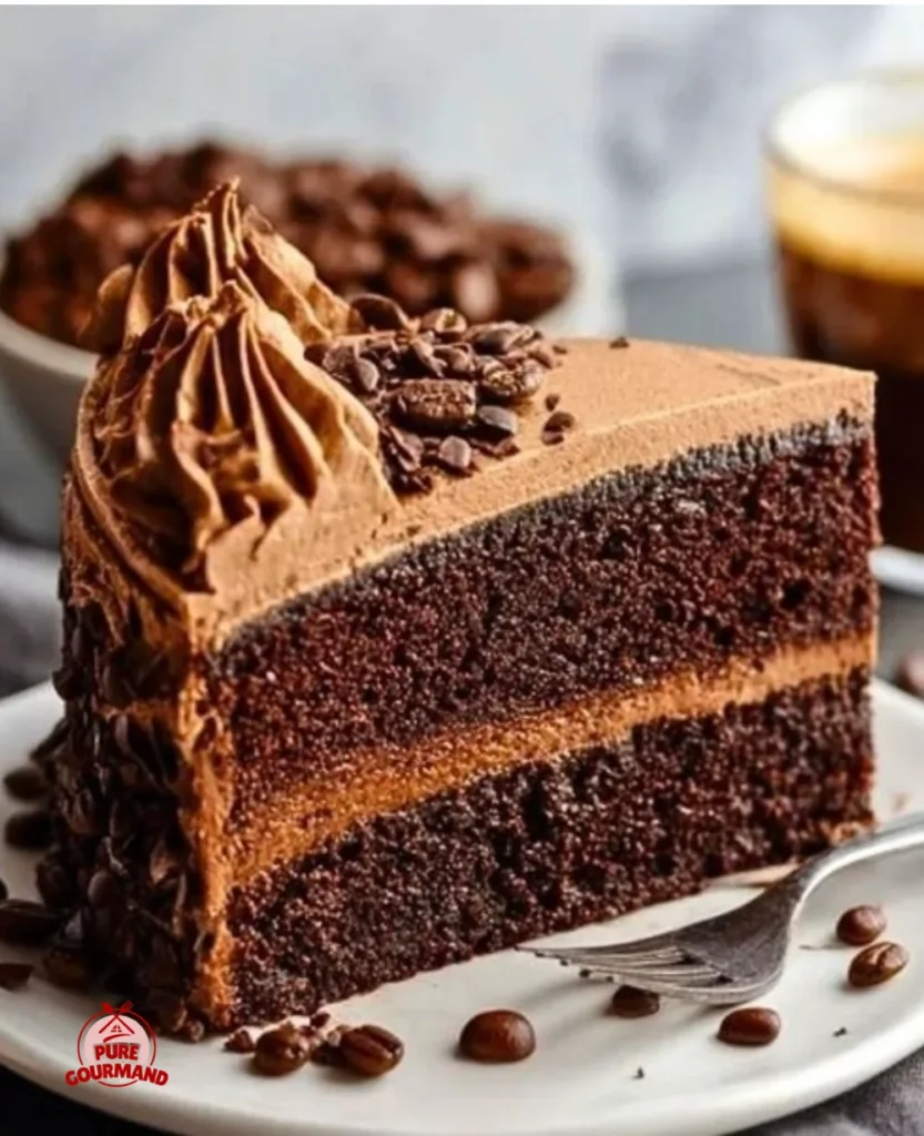 Midnight Mocha chocolate espresso cake with rich chocolate layers and espresso flavor