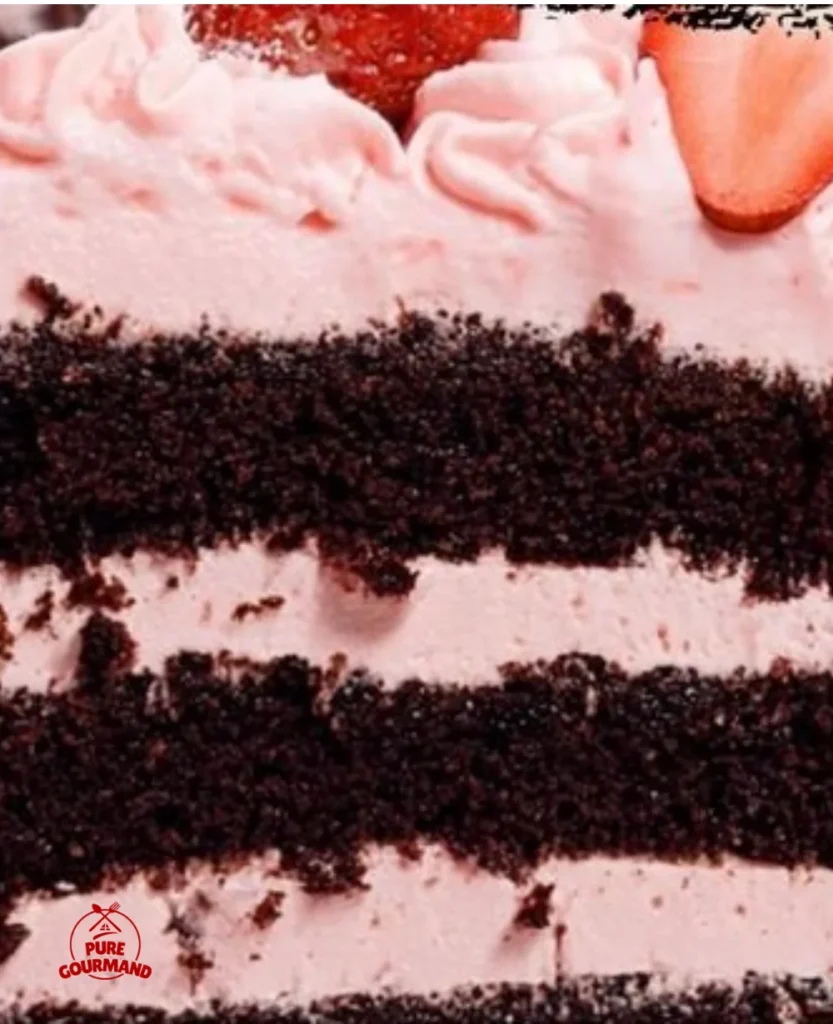 Chocolate Kahlua Cake with Strawberry Buttercream Frosting