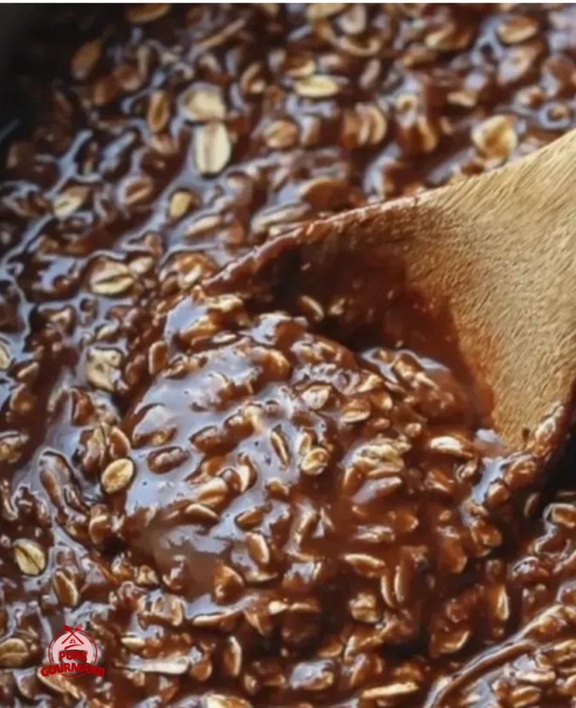 Delicious no bake chocolate cookies prepared with cocoa and oats