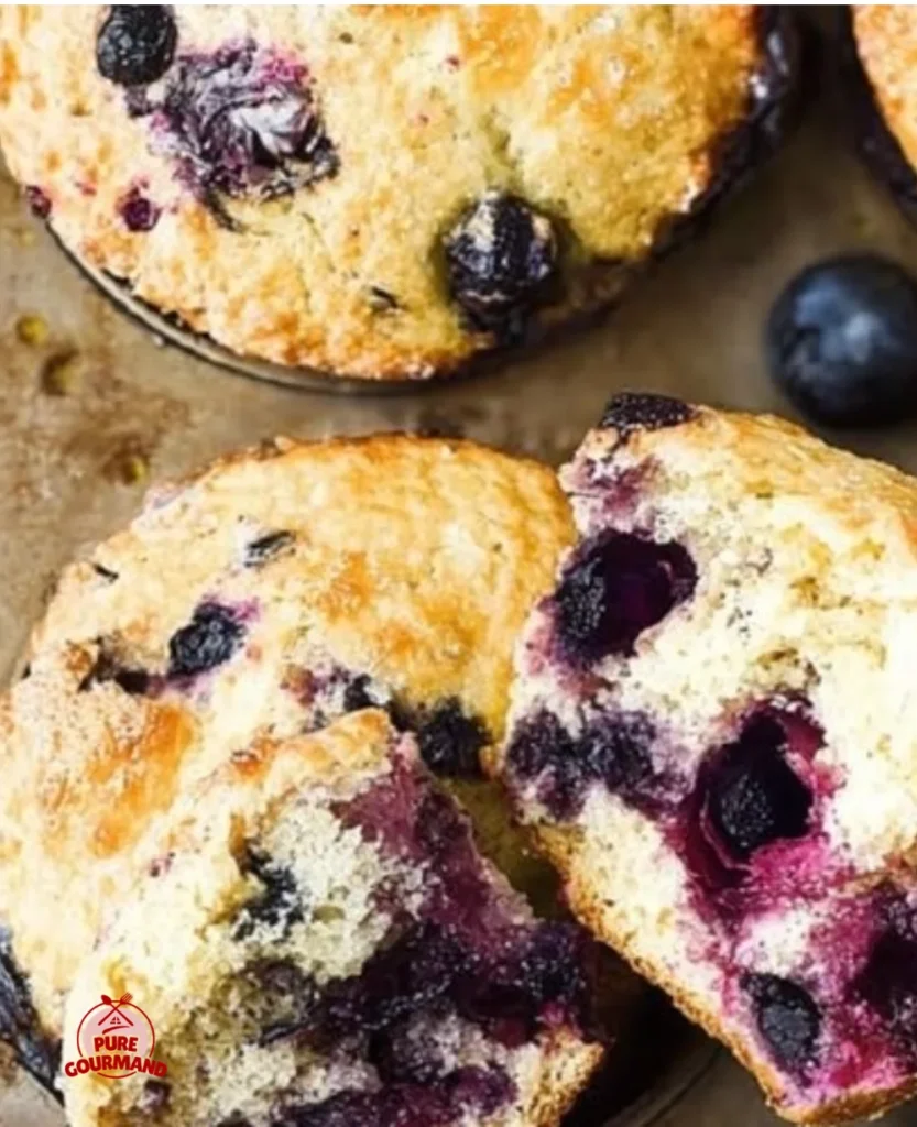 Delicious olive oil blueberry muffins fresh out of the oven