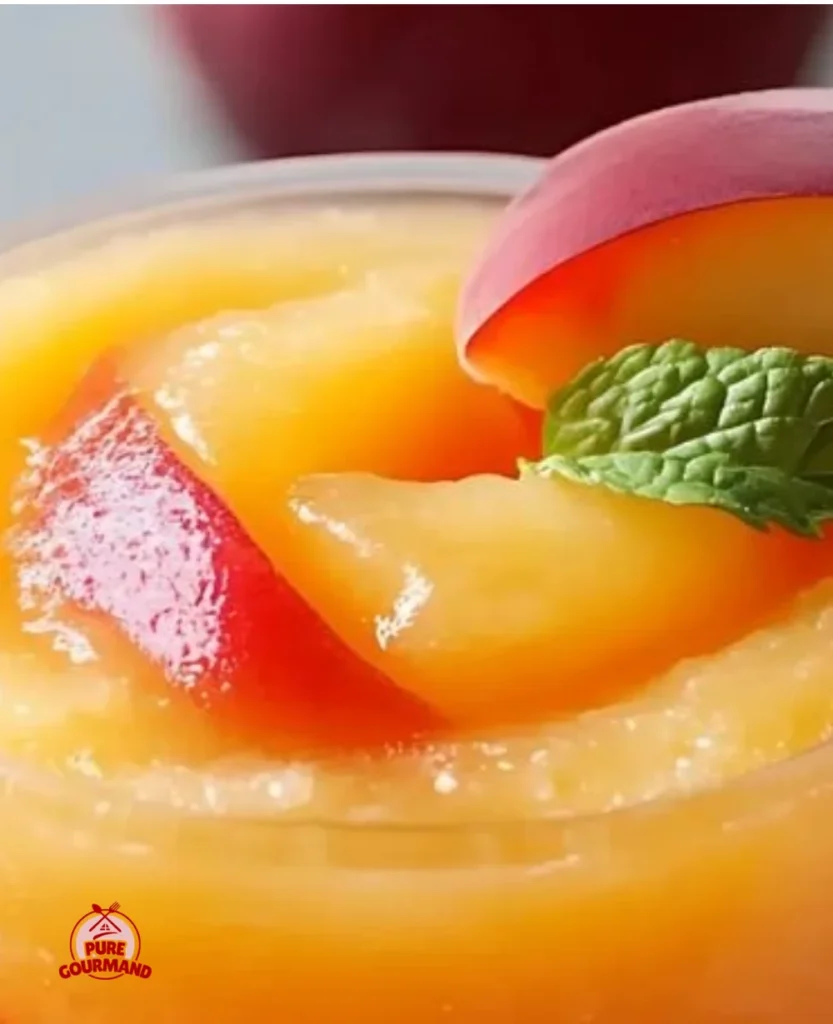 Refreshing peach slushie in a glass, perfect for summer heat