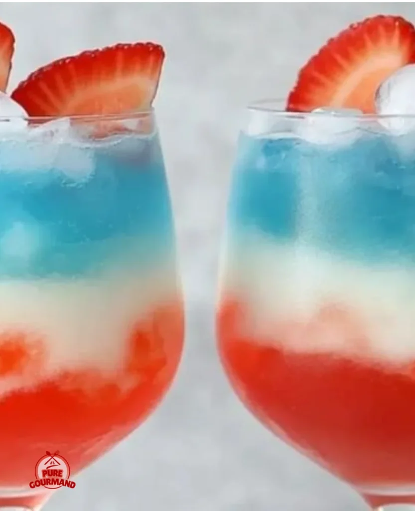 Colorful red, white, and blue 4th of July drinks for a festive celebration.