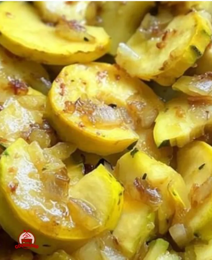 Delicious sautéed squash served on a plate with herbs