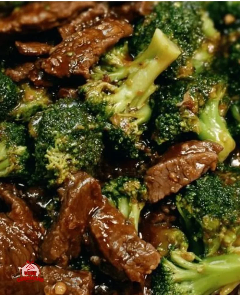 Slow-cooked beef and broccoli in a crock pot