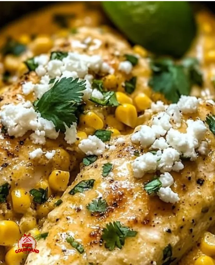 Slow Cooker Street Corn Chicken dish served with fresh toppings
