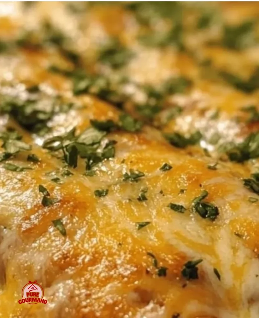 Smothered baked chicken burritos topped with delicious sauce and cheese.