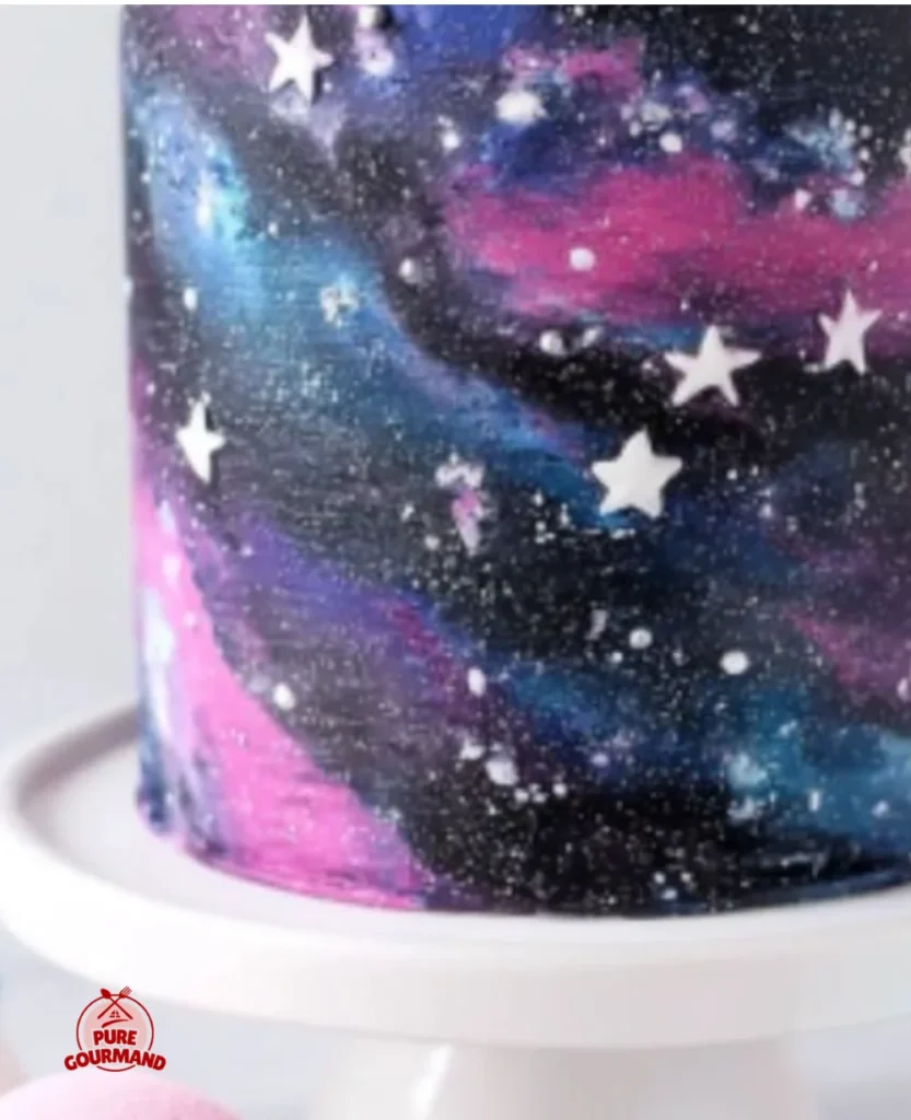 Starlit Galaxy Cake showcasing vibrant cosmic colors and festive decoration